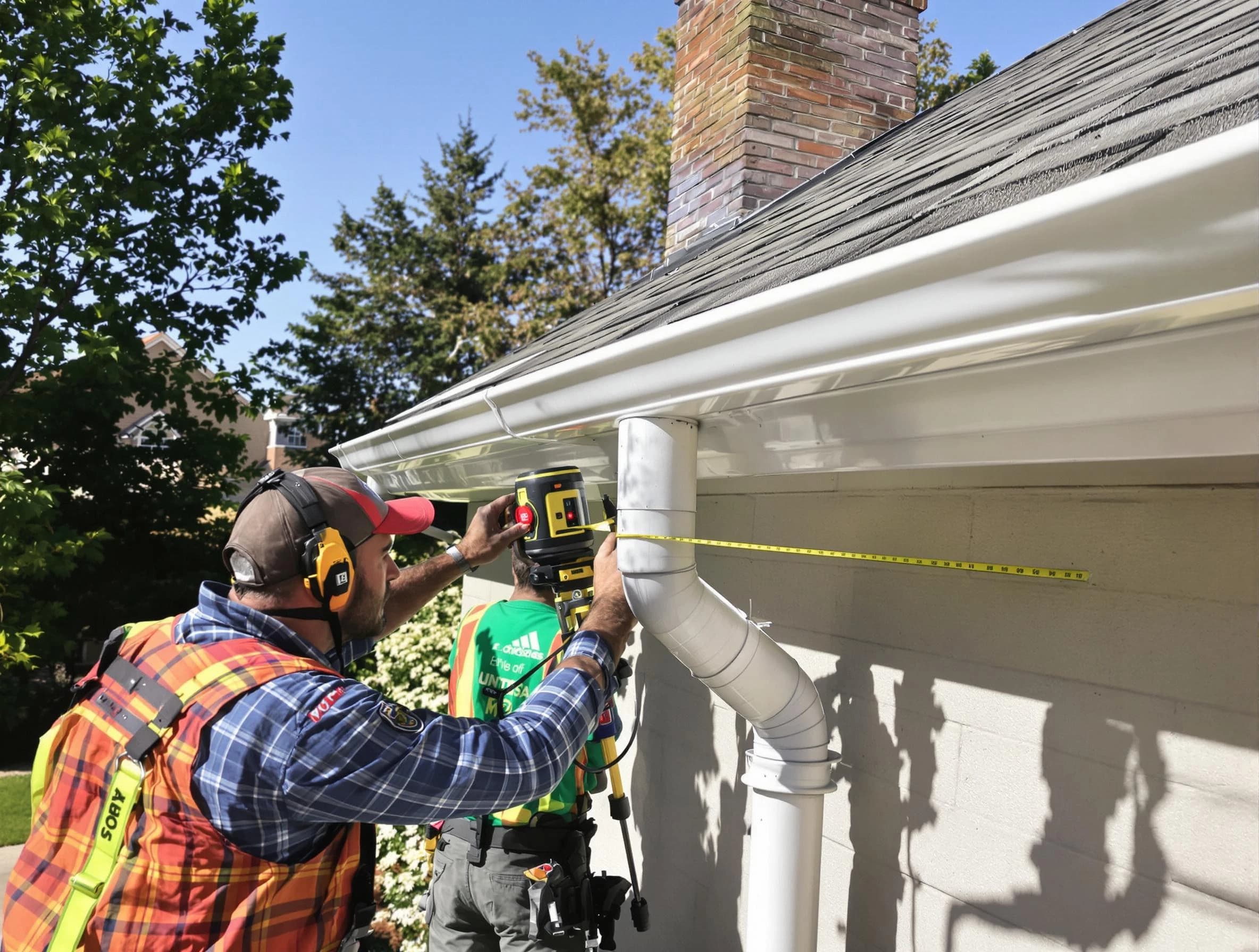 North Royalton Roofing Company installing downspouts at a property in North Royalton, OH
