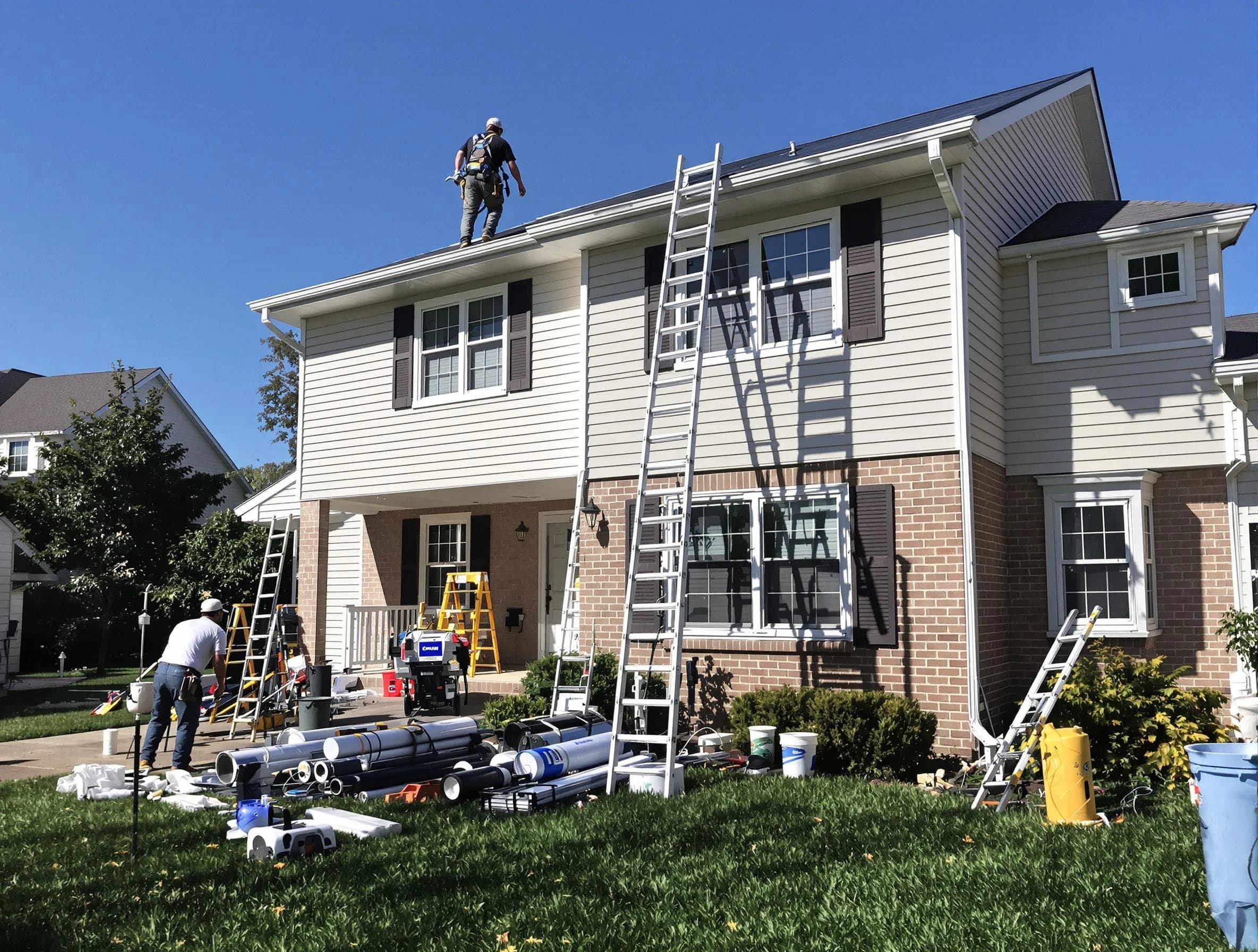 North Royalton Roofing Company completing a gutter replacement in North Royalton, OH
