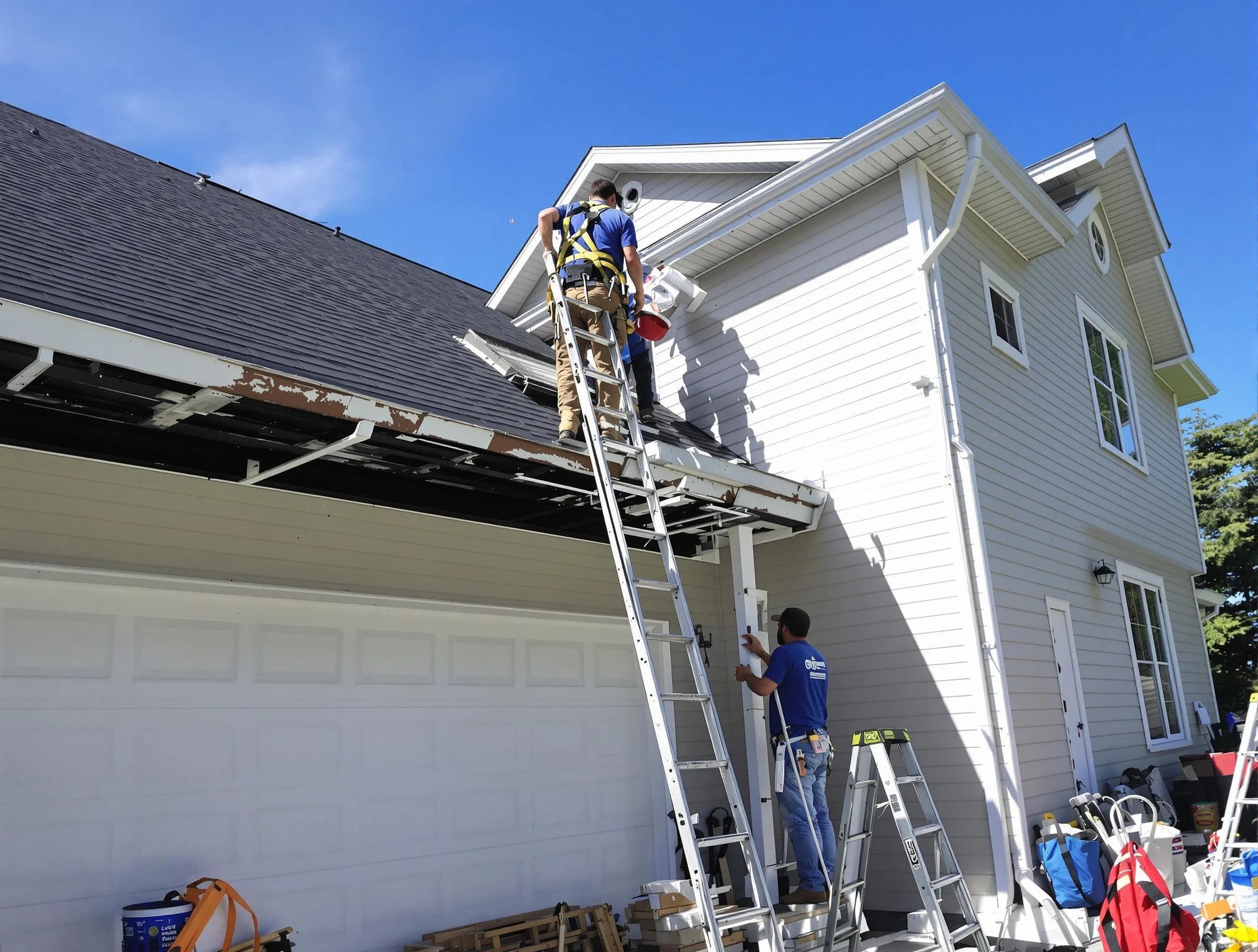 Newly replaced gutters by North Royalton Roofing Company in North Royalton, OH