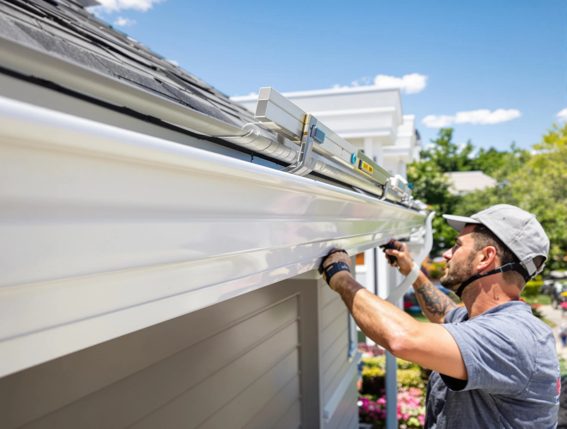 Newly installed gutters by North Royalton Roofing Company for a home in North Royalton, OH