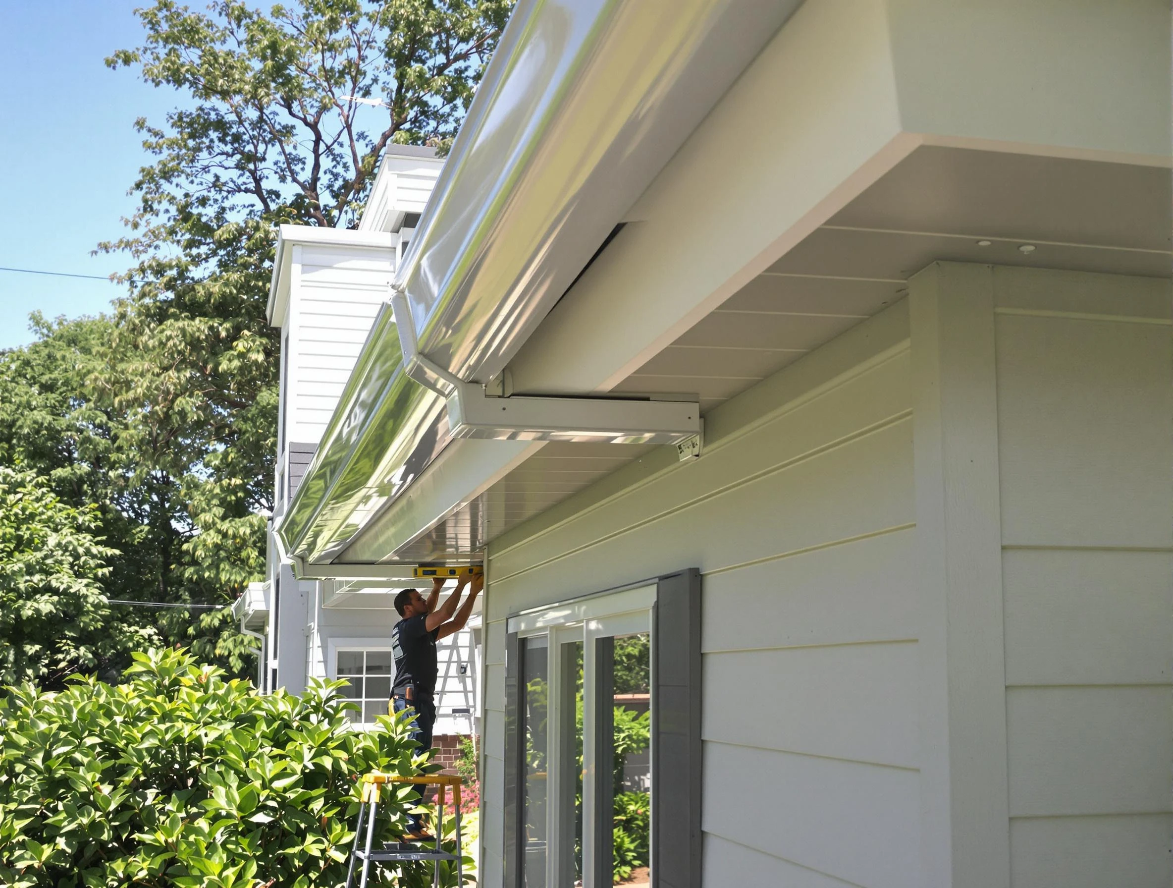 Properly aligned gutter system installed by North Royalton Roofing Company in North Royalton, OH