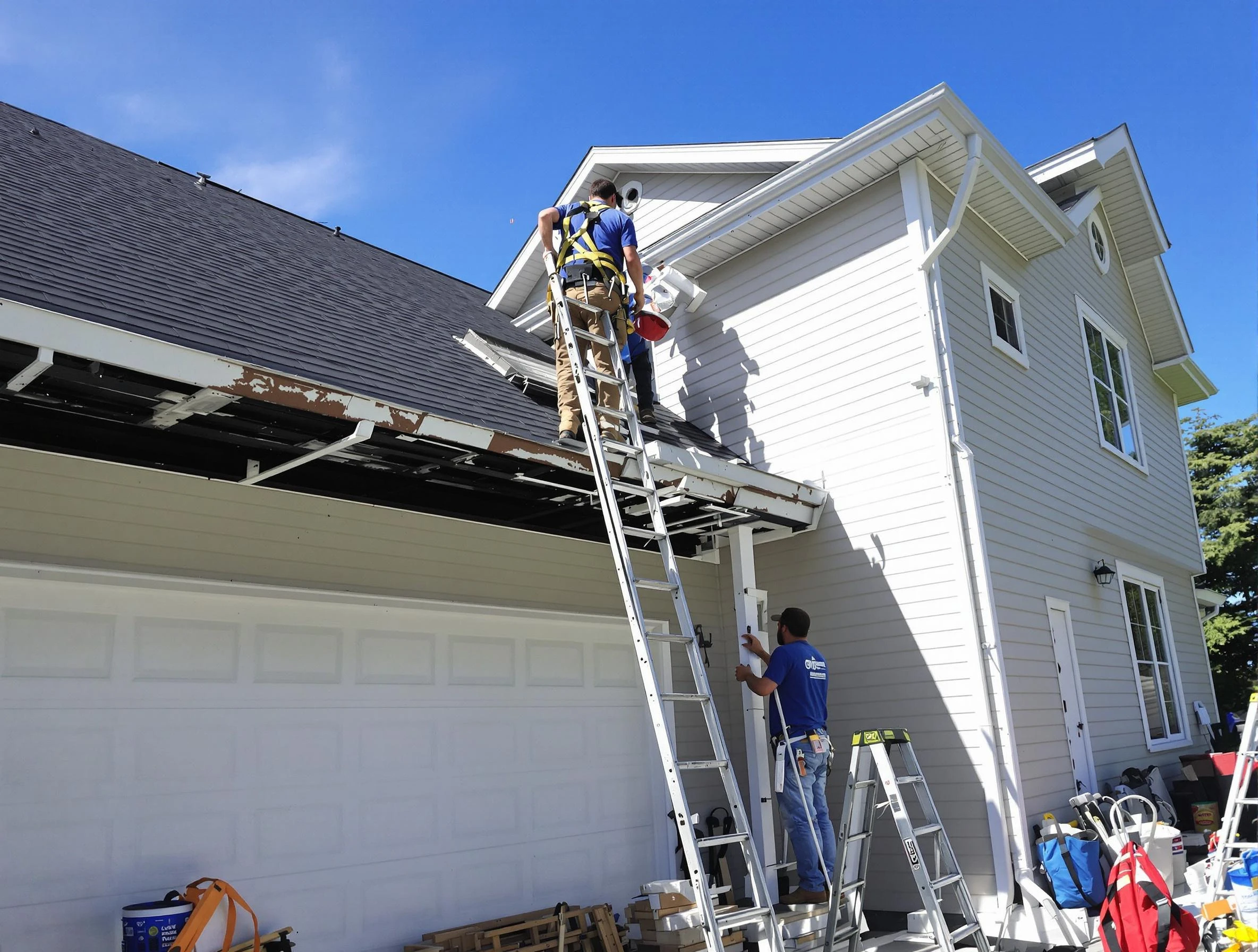 Newly replaced gutters by North Royalton Roofing Company in North Royalton, OH